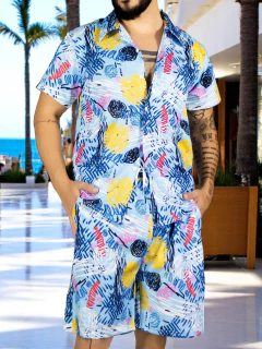 Conjunto Hombre Verano Camisa y Short a Juego Alberca Playa y Calor - comprar en línea