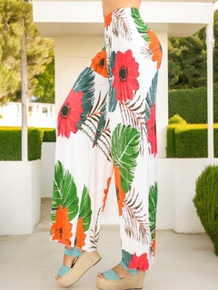 Pantalones de pierna ancha stretch con estampado y diseño plisado en internet