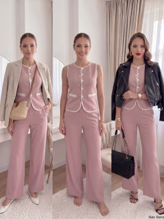 Conjunto de Mujer 2 Piezas | Chaleco sin Mangas con Botones y Pantalón Recto de Pierna Amplia | Set Casual Elegante para Oficina y Eventos - MALABIS