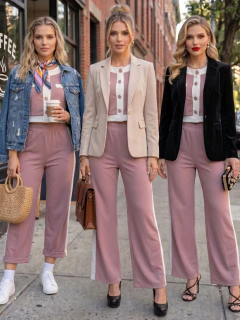 Conjunto Casual para Mujer 2 Piezas | Blusa Crop con Botones Decorativos y Pantalón Palazzo de Pierna Ancha - MALABIS