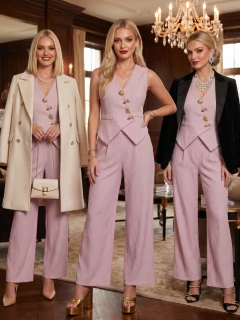 Conjunto Elegante para Mujer Chaleco Cruzado y Pantalón Palazzo - MALABIS