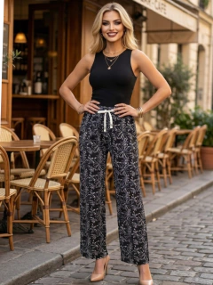 Pantalón Mujer Pierna Ancha Cómodo | Tela Stretch Elastizada, Cintura Elástica con Jareta - tienda en línea