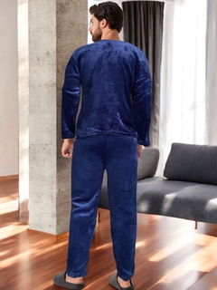 Pijama De Hombre Afelpada de Pantalón y Sudadera Tela Polar Fleece Suave y Ligera