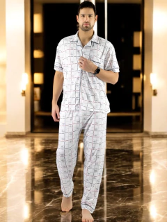 Pijama de Hombre de 2 Piezas en conjunto de Pantalón y Camisa - MALABIS