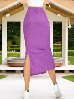 Falda Casual Midi Lápiz con Abertura Lateral para Mujer - tienda en línea
