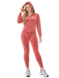 Conjunto Mujer 2 Piezas Terciopelo con Pedrería Brillante, Sudadera con Capucha + Pantalón Legging - tienda en línea