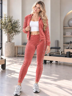 Conjunto Mujer 2 Piezas Terciopelo con Pedrería Brillante, Sudadera con Capucha + Pantalón Legging en internet