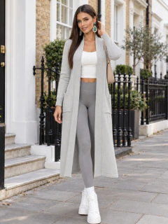 Abrigo para Mujer, Cárdigan Largo, Suéter Abierto de Manga Larga, Elegante y Casual