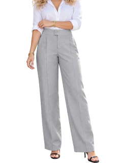 Pantalón de Vestir para Mujer, Tiro Alto, Pierna Ancha y Corte Elegante, Casual Chic - tienda en línea