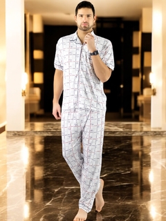 Imagen de Pijama de Hombre de 2 Piezas en conjunto de Pantalón y Camisa
