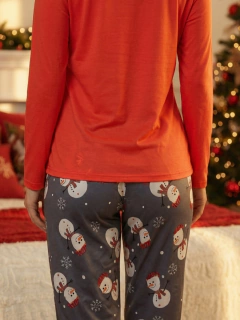 Pijama Navideña para Mujer, Pantalón y Blusa de Manga Larga, Tela Suave y Elástica| Ropa de Dormir Cálida para Invierno|Conjunto de pijama. en internet