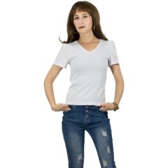Blusas Mujer Stretch Casual Blusa Negra Crop Top Cuello V - comprar en línea