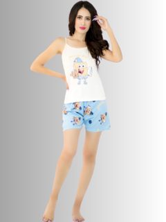 Pijama De 3 Piezas Mujer Pantalon Short Y Blusa A Juego en internet