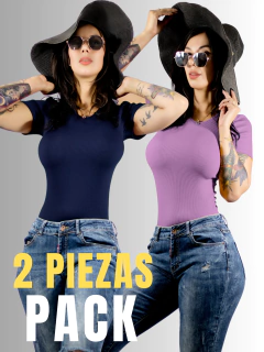 SET DE 2 BLUSAS PLAYERA DE MUJER CANALÉ STRETCH en internet