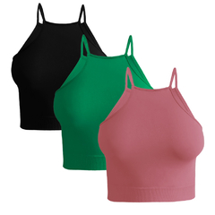 Imagen de Set 3 Tops Mujer Deportivo O Casual Blusa Croptop Tirantes
