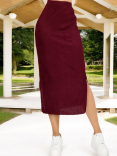 Falda Casual Midi Lápiz con Abertura Lateral para Mujer - tienda en línea