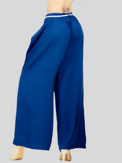 Pantalones palazzo anchos de pierna ancha para mujer, pantalones sólidos con volantes y cinturón decorativo - tienda en línea