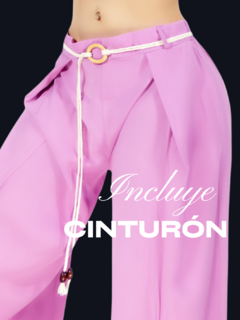 Pantalones palazzo anchos de pierna ancha para mujer, pantalones sólidos con volantes y cinturón decorativo en internet