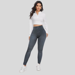 Set 2 Mallones Mujer Mezclilla Stretch Leggins Mayon Mallas Negro y Azul en internet