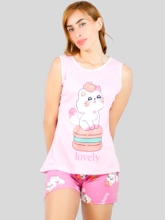 SET PIJAMA DE MUJER DE SHORT Y BLUSA ESTAMPADO - comprar en línea