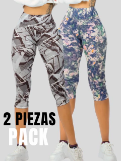 Set 2 Capris de Mujer Stretch de Diseños Estampados Legging corto - MALABIS