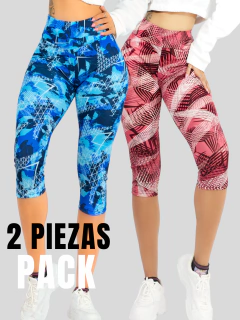 Imagen de Set 2 Capris de Mujer Stretch de Diseños Estampados Legging corto