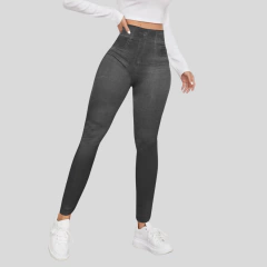 Imagen de Set 2 Mallones Mujer Mezclilla Stretch Leggins Mayon Mallas Negro y Azul