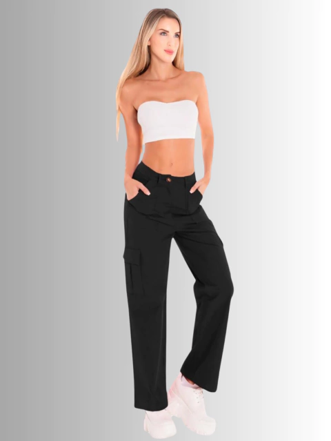 Pantalón Cargo Mujer Wide Legs Pantalones Anchos Mom Jeans