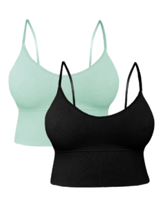 Set De 2 Tops Mujer Deportivo Con Relleno Blusa Croptop - MALABIS