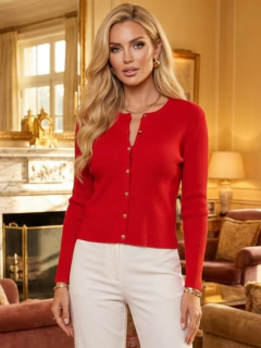 Imagen de Suéter de Mujer Manga Larga Acanalado, Sweater de Punto con Botones Elegante y Casual