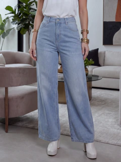 Jeans Wide Leg de Mezclilla Premium para Mujer | Tiro Alto | Corte Recto Amplio en internet