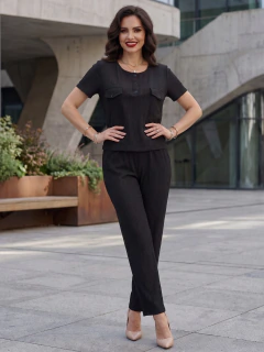 Conjunto 2 Piezas, Blusa Manga Corta y Pantalón Palazzo, Casual Elegante para Mujer en internet