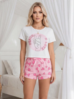 Pijama Mujer 2 Piezas | Playera Estampada y Short | Conjunto Cómodo para Dormir en internet