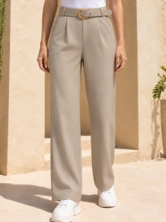 Pantalón de Vestir, Tiro Alto con Cinturón, Corte Recto Elegante y Casual para Mujer en internet