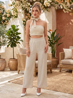 Conjunto 2 Piezas, Crop Top y Pantalón Plisado Tiro alto - MALABIS
