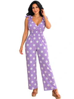 Jumpsuit Elegante de Lunares para Mujer, Enterizo Chic de Pierna Ancha, Estilo Casual y Sofisticado - comprar en línea