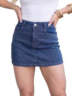 Falda Mini de Mezclilla con Aplicaciones Brillantes para Mujer - comprar en línea