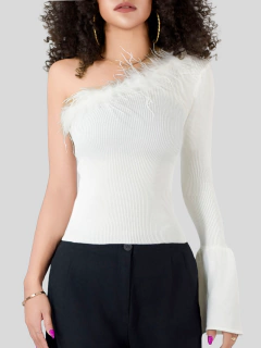 Blusa Mujer Elegante Una Manga Fiesta Oficina Estilo - MALABIS