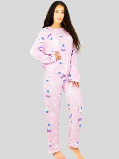 Pijama de Peluche para Mujer Polar FLeece Pantalón y Sudadera Afelpada Calientita - MALABIS