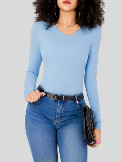 Sweater Cuello V Mujer Básico Suéter Top Knit Casual Clásico