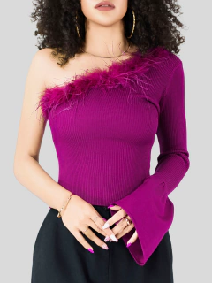 Blusa Mujer Elegante Una Manga Fiesta Oficina Estilo