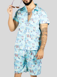 Imagen de Conjunto Hombre Verano Camisa y Short a Juego Alberca Playa y Calor