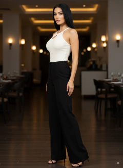 Blusa mujer cuello alto crop top acanalada con tirantes - MALABIS