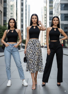 Blusa mujer cuello alto crop top acanalada con tirantes