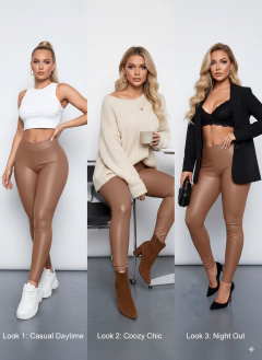 Leggins Moda Elegante Casual Mujer Leginsn Cuero Vinipiel en internet