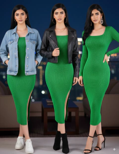 Vestido Mujer Manga Larga Stretch Ajustado Elegante o casual - MALABIS