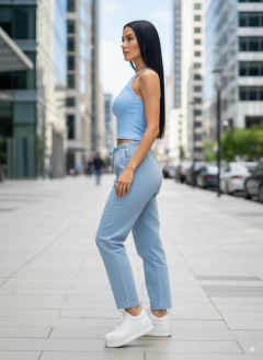 Blusa mujer cuello alto crop top acanalada con tirantes