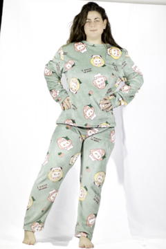 Pijama Afelpada Mujer Polar Pantalón Sudadera Tallas Extras - MALABIS