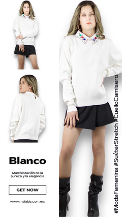 Suéter De Mujer Cuello Camisero Sweater De Dama con Decorado - comprar en línea