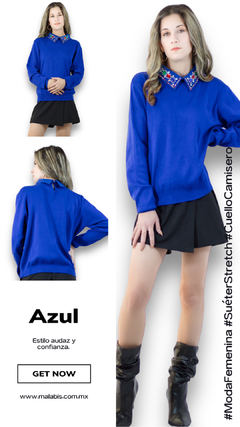 Suéter De Mujer Cuello Camisero Sweater De Dama con Decorado - comprar en línea